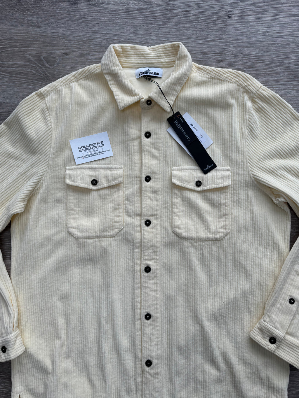 Stone Island Cream Corduroy Buttoned Overshirt - XXL