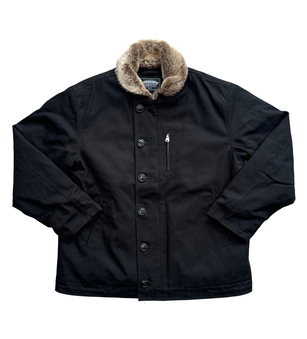 FrizmWORKS Black Cotton Edgar N-1 Deck Jacket - Large