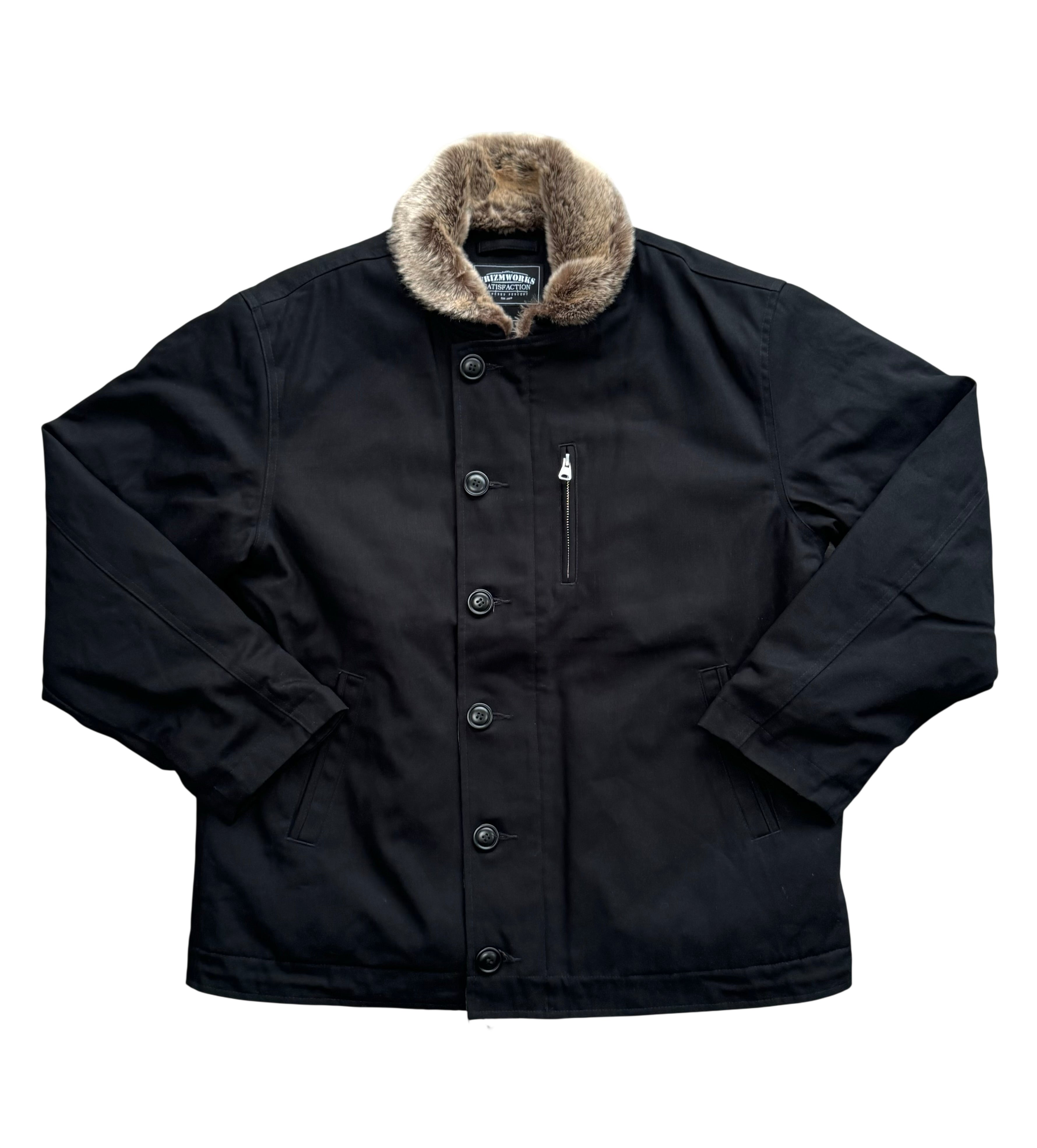 FrizmWORKS Black Cotton Edgar N-1 Deck Jacket - Large