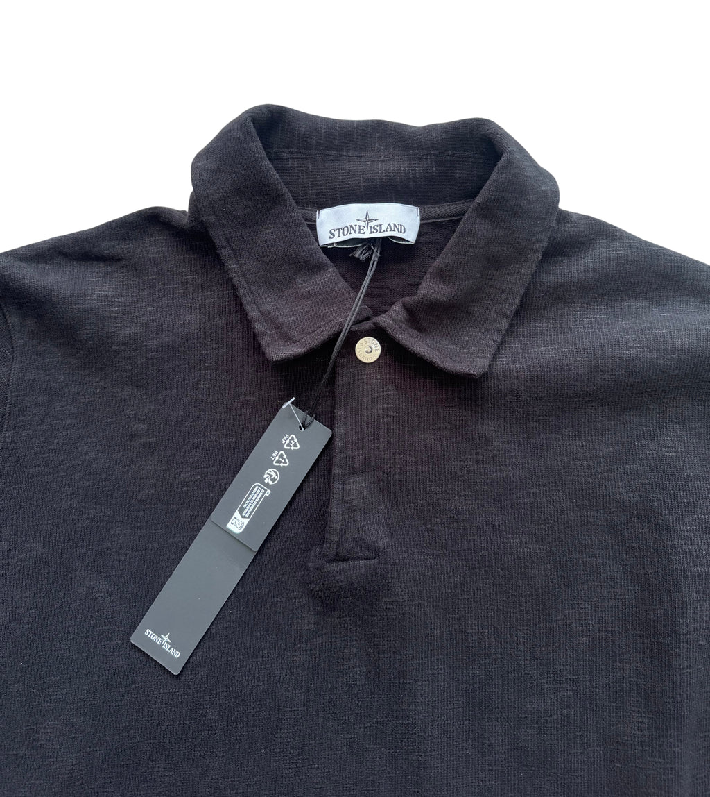 Stone Island Heavy Cotton Long Sleeve Polo -  Grey