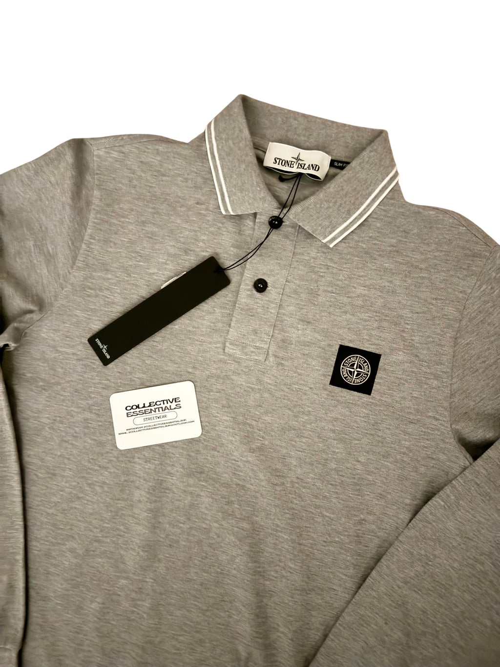 Stone Island Long Sleeve Polo - Small (Black)