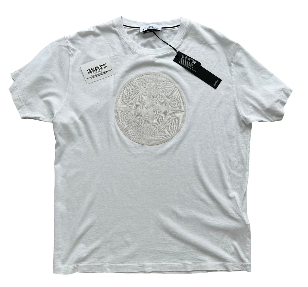 Stone Island White Industrial Two Textured Print T-Shirt - XL