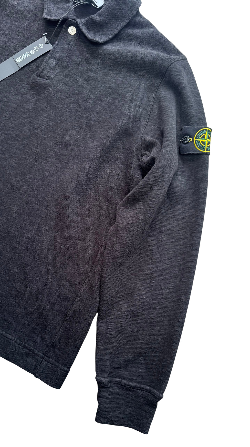 Stone Island Heavy Cotton Long Sleeve Polo -  Grey