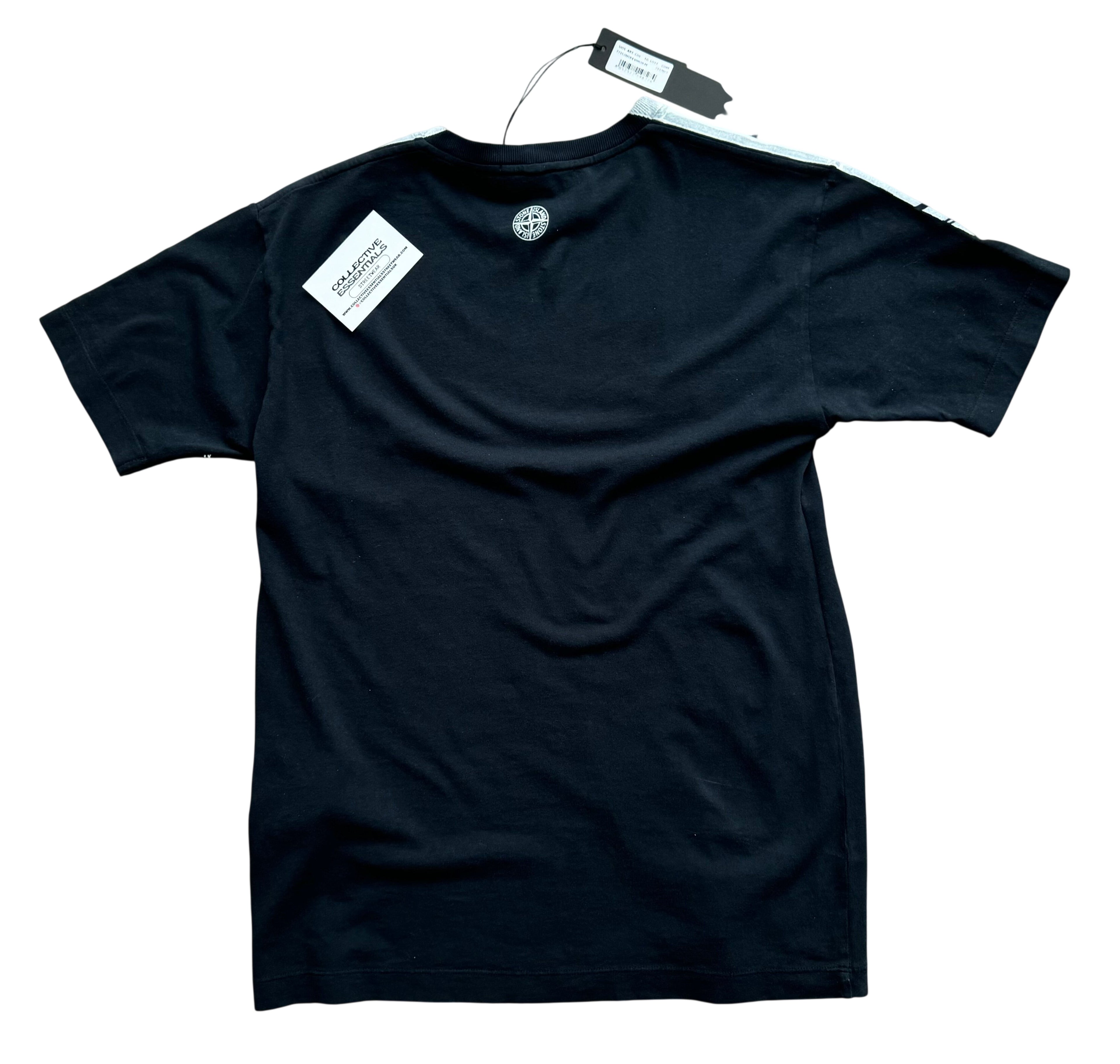 Stone Island Black Logo Print T-Shirt - Medium
