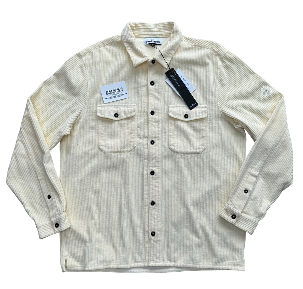 Stone Island Cream Corduroy Buttoned Overshirt - XXL