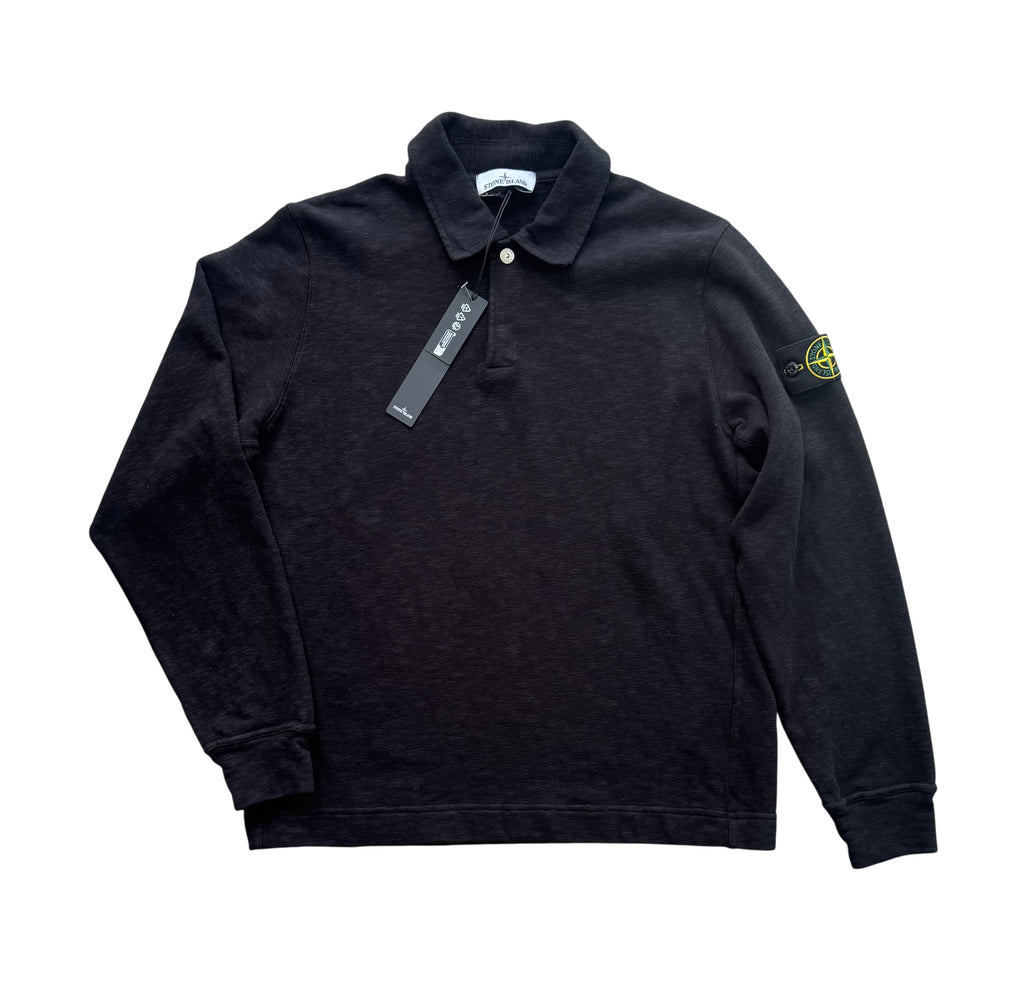 Stone Island Heavy Cotton Long Sleeve Polo -  Grey