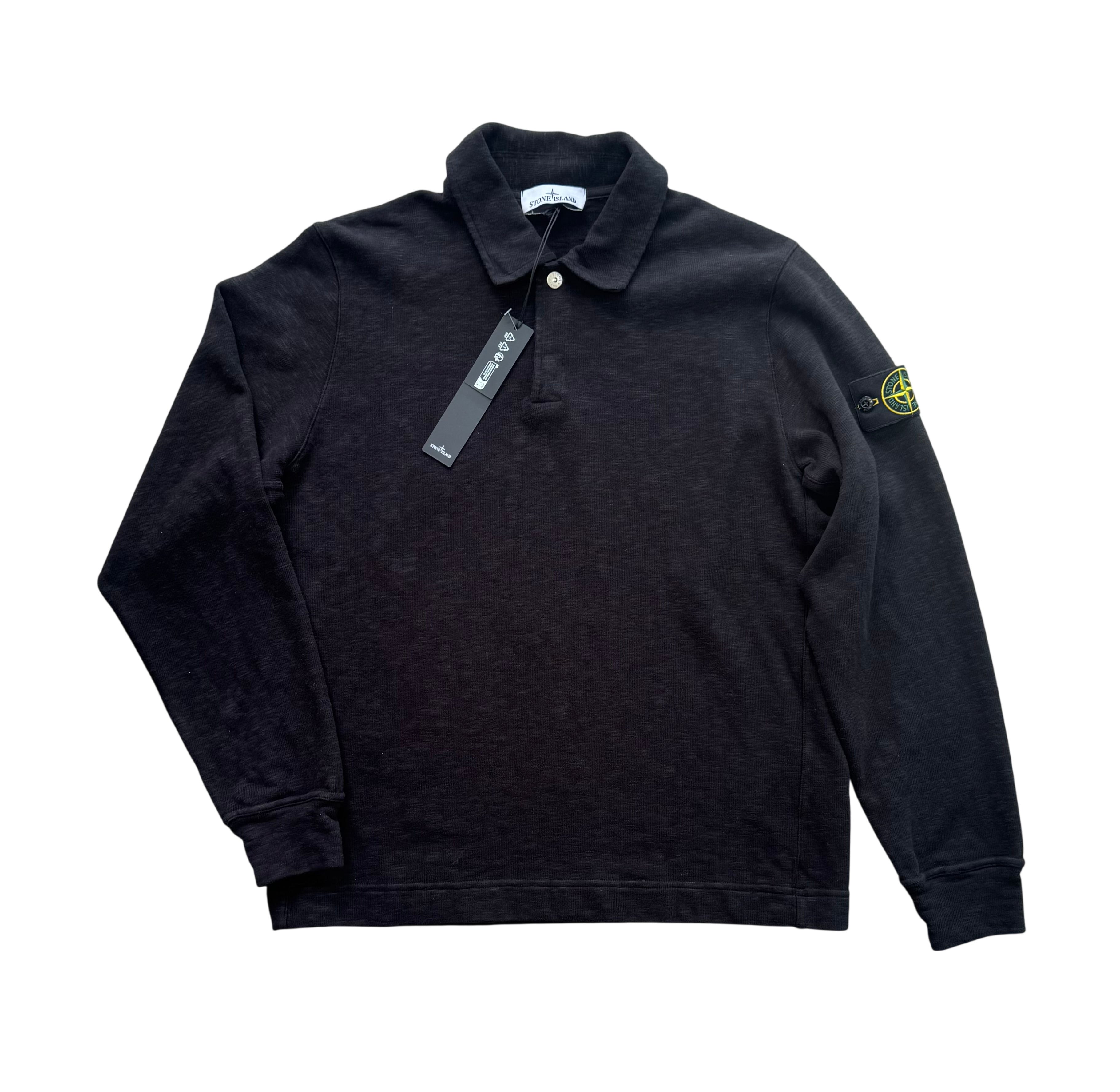 Stone Island Heavy Cotton Long Sleeve Polo -  Grey